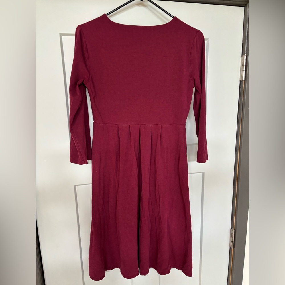 Garnet Hill Burgundy Long Sleeve Dress - Picture 2 of 5